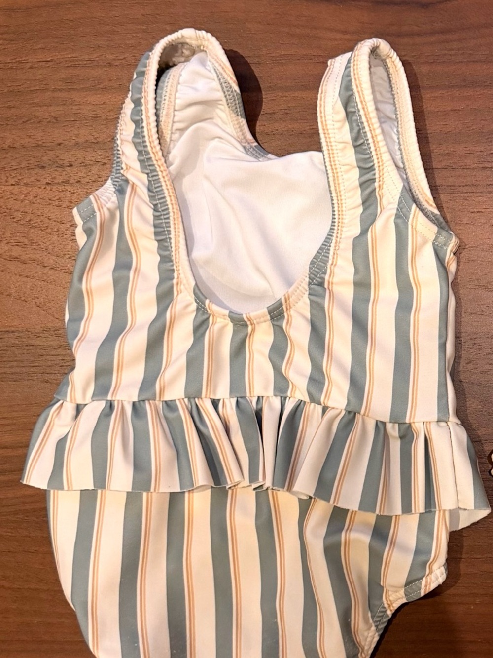 Rylee + Cru Pastel Striped Ruffle One-Piece- size 6-12m - Picture 2 of 3
